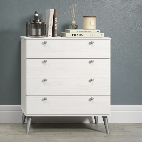 Avoch Wooden Chest Of 4 Drawers In White | Bed Sava