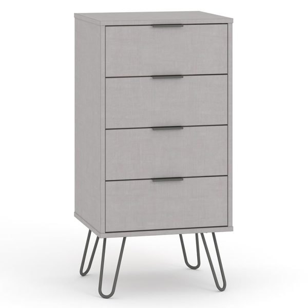 Avoch Narrow Wooden Chest Of 4 Drawers In Grey | Bed Sava