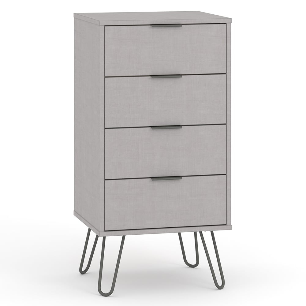 Avoch Narrow Wooden Chest Of 4 Drawers In Grey