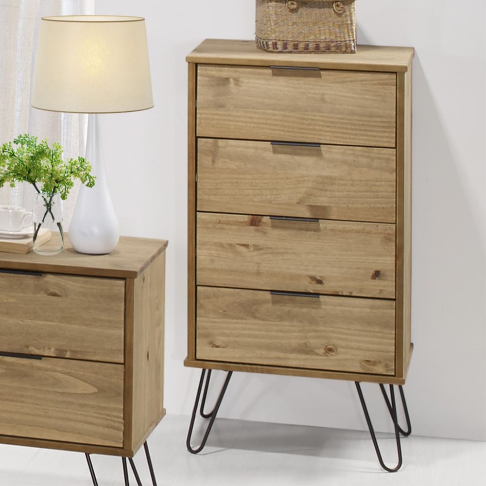 Avoch Narrow Wooden Chest Of 4 Drawers In Oak