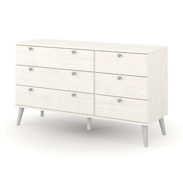 Avoch Wooden Chest Of 6 Drawers With Metal Legs In White | Bed Sava