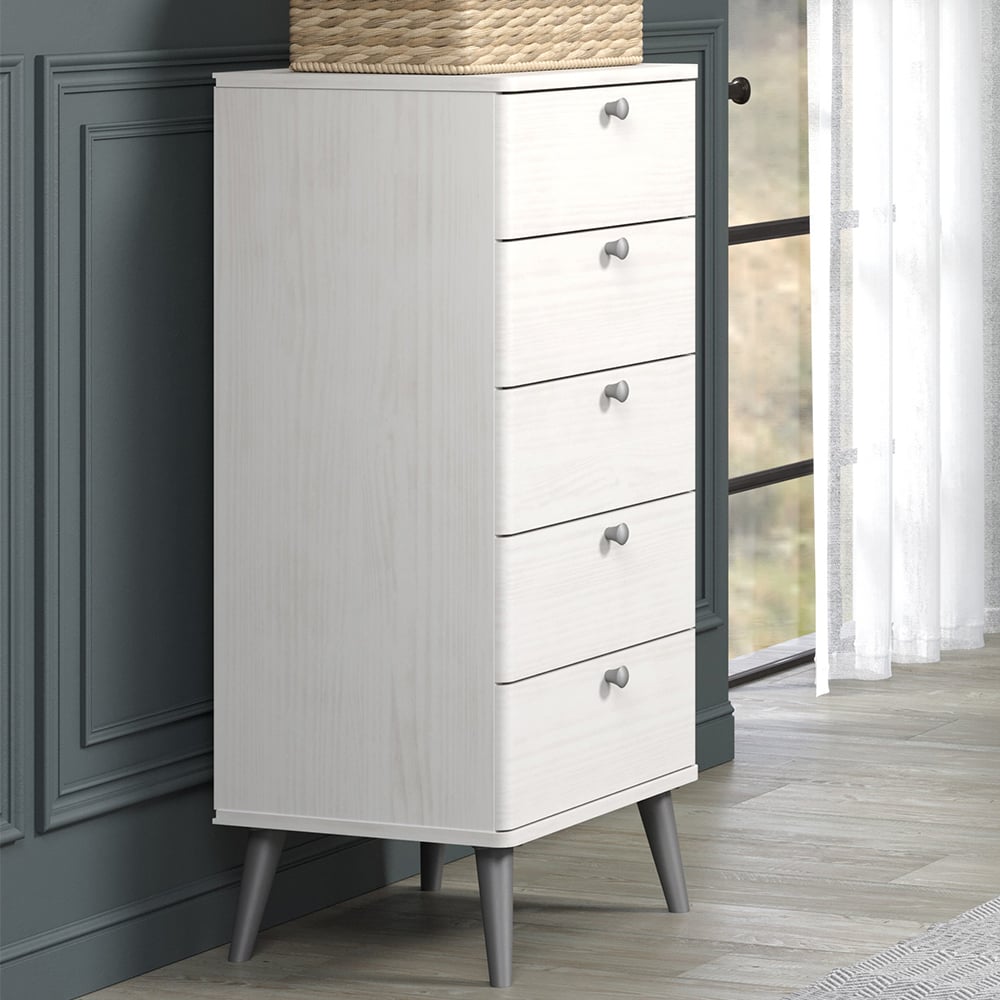 Avoch Wooden Chest Of 5 Drawers In White