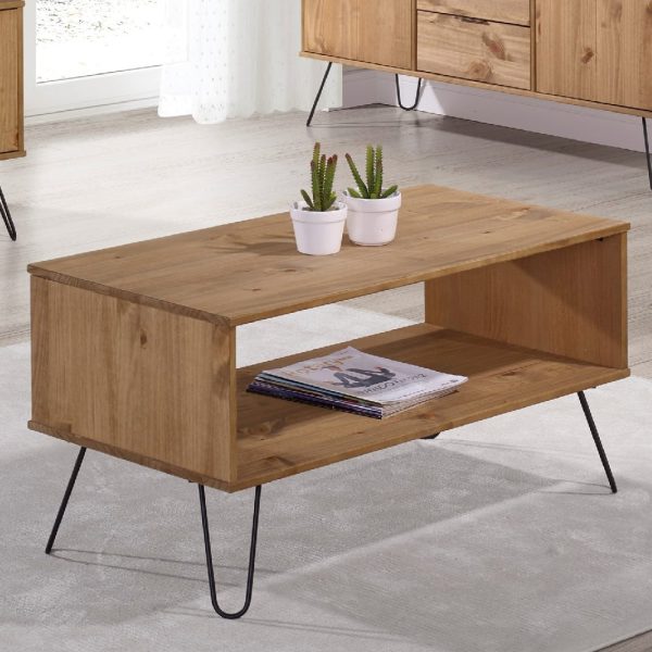 Avoch Wooden Coffee Table With Undershelf In Oak | Bed Sava