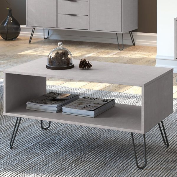 Avoch Wooden Coffee Table With Undershelf In Grey | Bed Sava