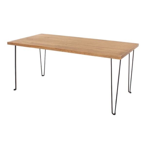 Avoch Wooden Rectangular Coffee Table With Black Legs In Oak | Bed Sava