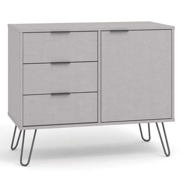 Avoch Wooden Sideboard With 1 Door 3 Drawers In Grey | Bed Sava