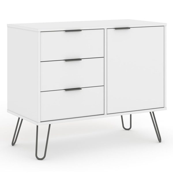 Avoch Wooden Sideboard With 1 Door 3 Drawers In White | Bed Sava