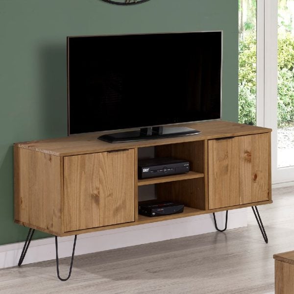 Avoch Wooden TV Stand With 2 Doors In Oak | Bed Sava