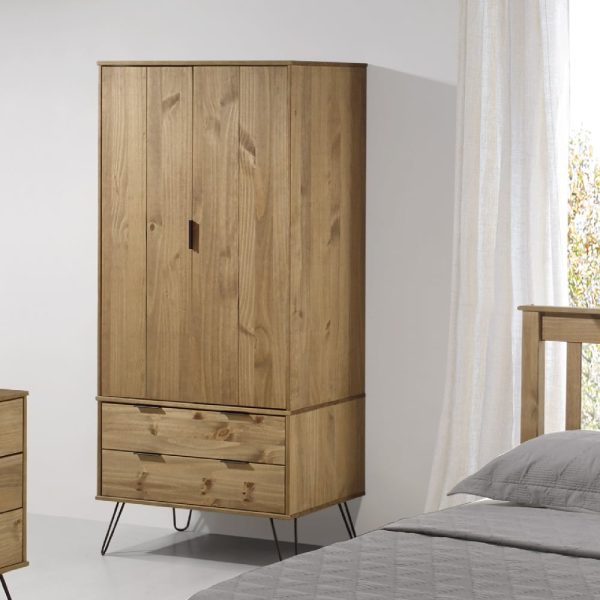 Avoch Wooden Wardrobe With 2 Doors 2 Drawers In Oak | Bed Sava