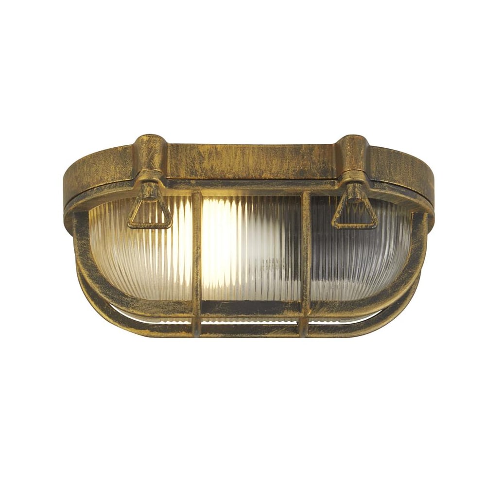Avon Clear Glass Bulkhead Outdoor Light In Gold