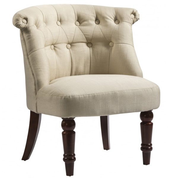 Avondale Fabric Accent Chair With Wooden Legs In Beige | Bed Sava