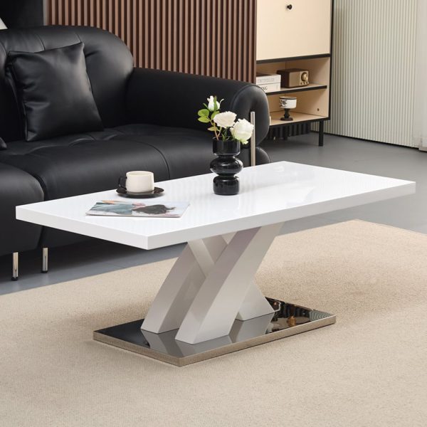 Axara Rectangular High Gloss Coffee Table In White | Bed Sava