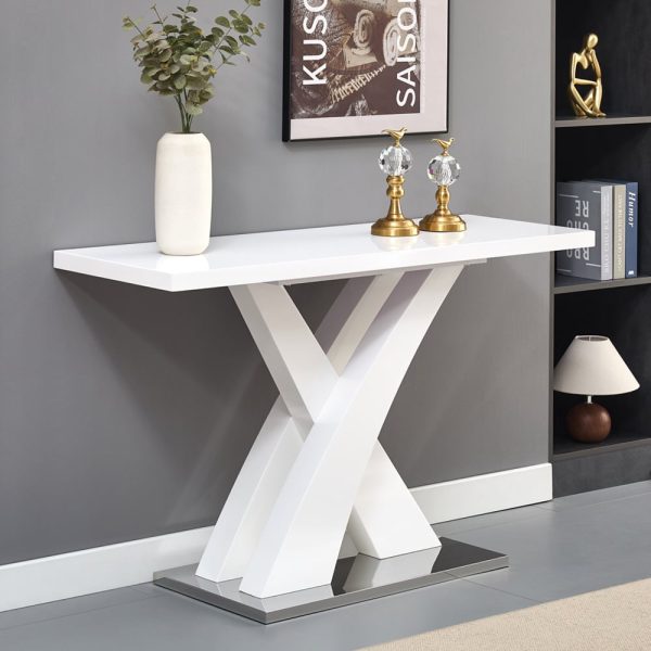 Axara Rectangular High Gloss Console Table In White | Bed Sava
