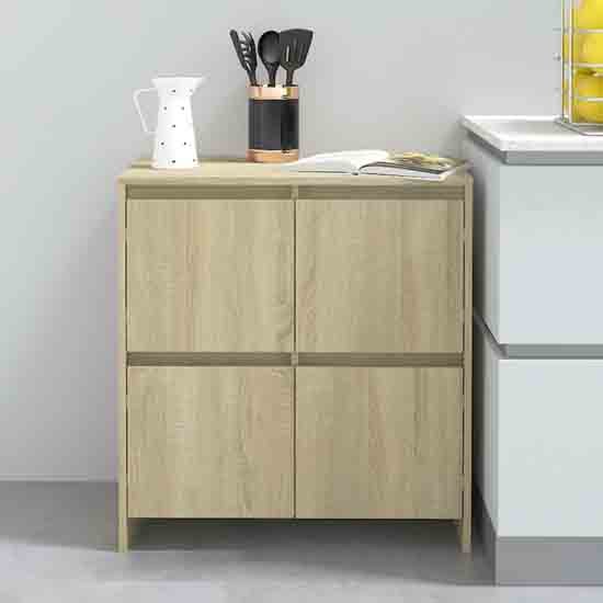 Axton Wooden Storage Cabinet With 4 Doors In Sonoma Oak
