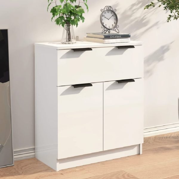 Aylesbury High Gloss Sideboard With 2 Doors 1 Drawer In White | Bed Sava