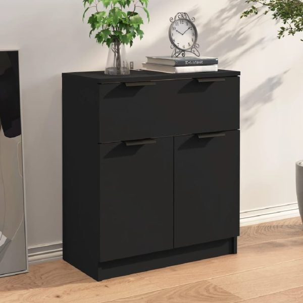Aylesbury Wooden Sideboard With 2 Doors 1 Drawer In Black | Bed Sava