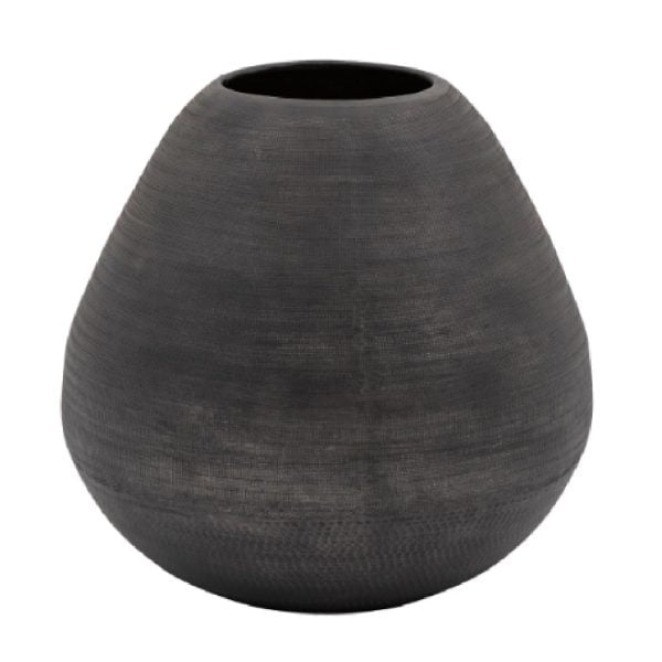 Aztec Aluminium Chatai Vase In Black | Bed Sava
