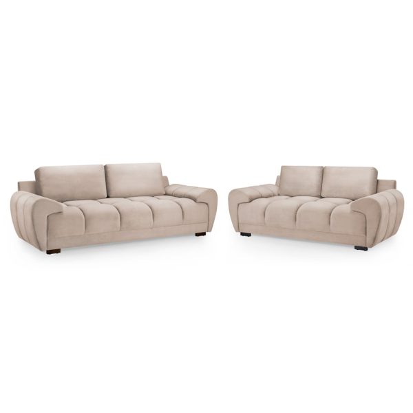 Aztec Plush Velvet 3+2 Seater Sofa Set In Mocha | Bed Sava
