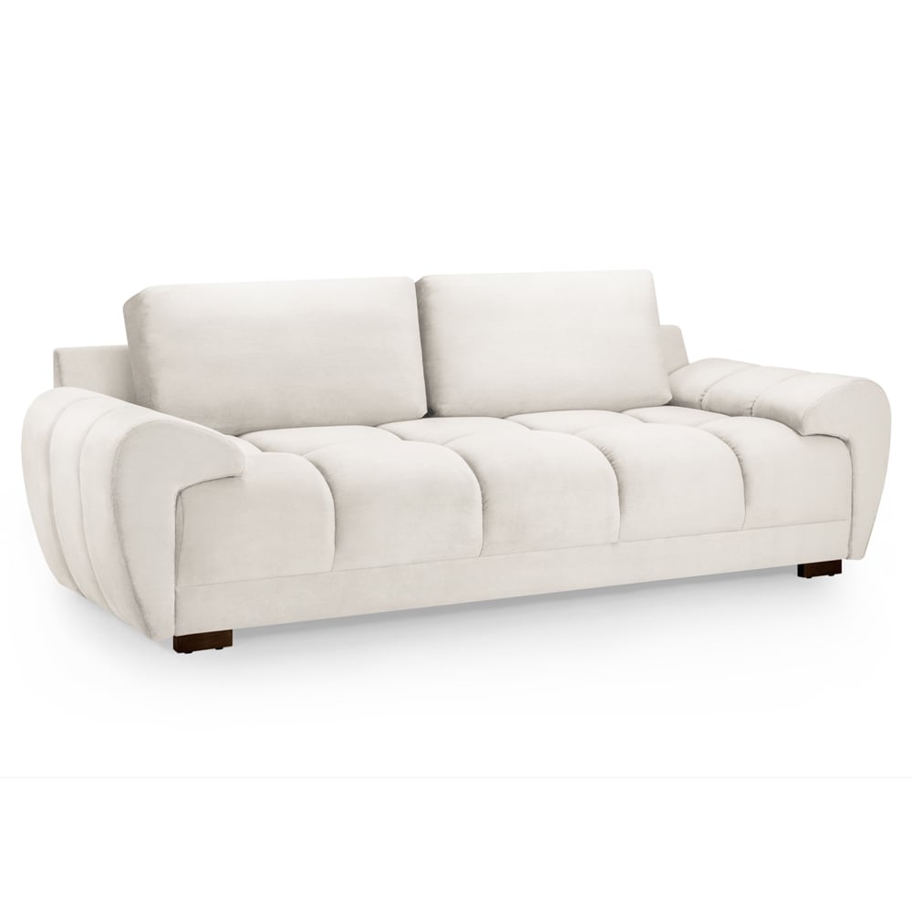 Aztec Plush Velvet 3 Seater Sofa In Cream