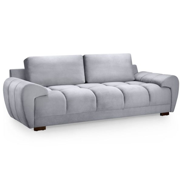 Aztec Plush Velvet 3 Seater Sofa In Grey | Bed Sava