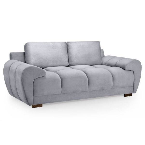 Aztec Plush Velvet 2 Seater Sofa In Grey | Bed Sava