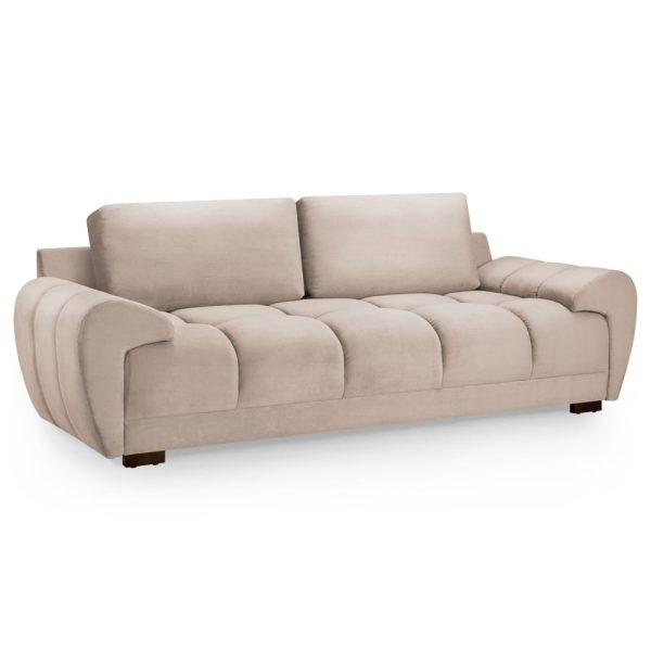 Aztec Plush Velvet 3 Seater Sofa In Mocha | Bed Sava