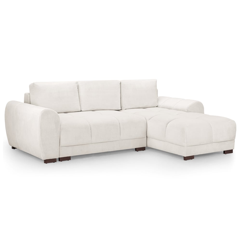 Aztec Plush Velvet Corner Sofa Bed In Cream