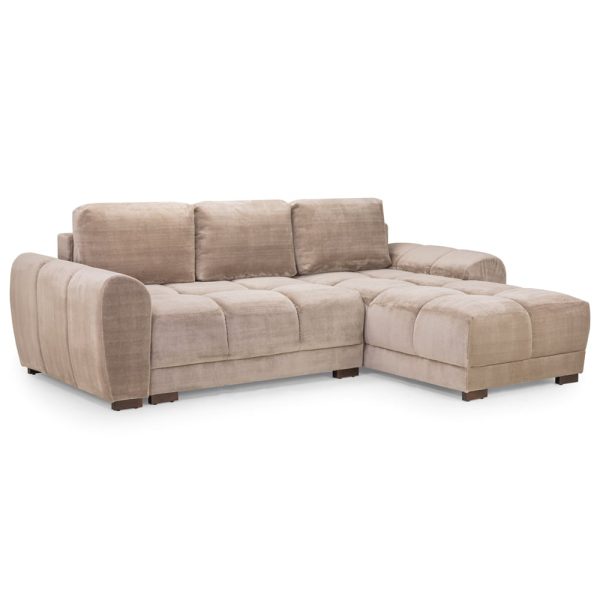 Aztec Plush Velvet Corner Sofa Bed In Mocha | Bed Sava