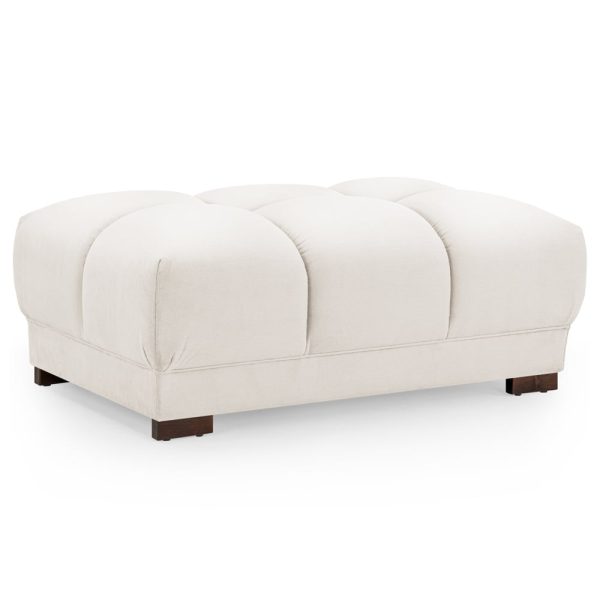 Aztec Plush Velvet Foot Stool In Cream | Bed Sava