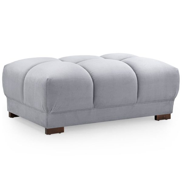 Aztec Plush Velvet Foot Stool In Grey | Bed Sava