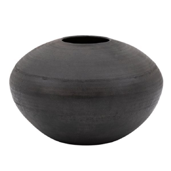 Aztec Wide Aluminium Arrow Vase In Black | Bed Sava