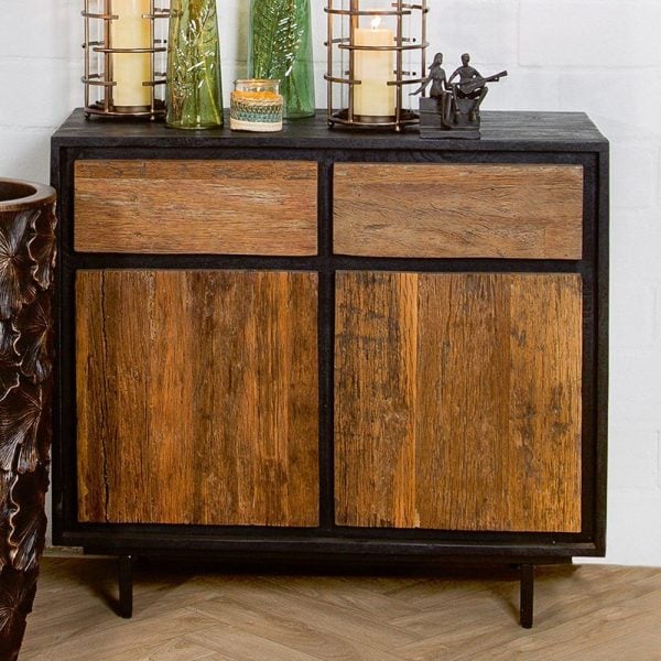 Aztec Wooden Sideboard With 2 Doors Drawers In Natural | Bed Sava