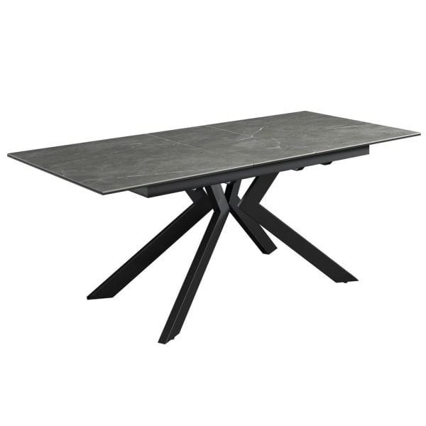 Azure Ceramic Extending Dining Table In Matte Grey | Bed Sava
