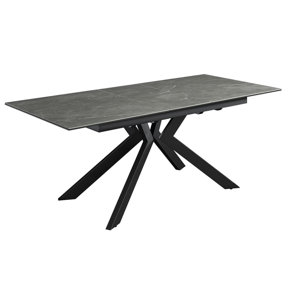 Azure Ceramic Extending Dining Table In Matte Grey