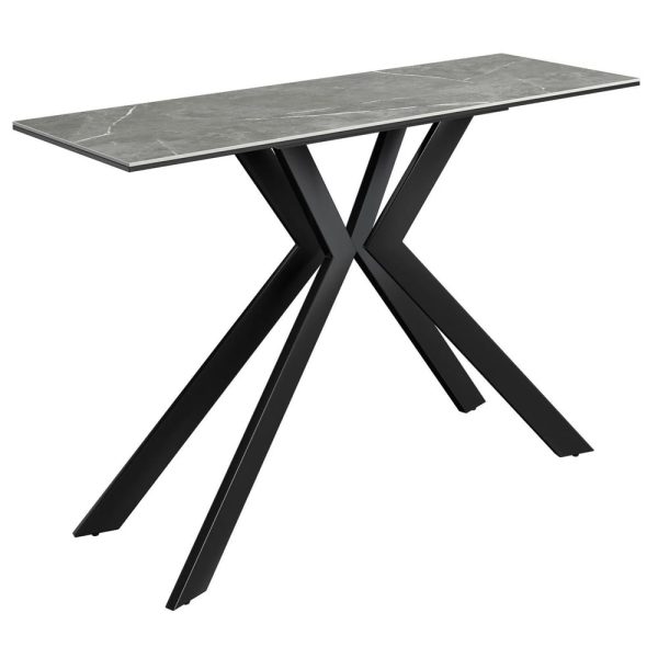 Azure Ceramic Rectangular Console Table In Matte Grey | Bed Sava