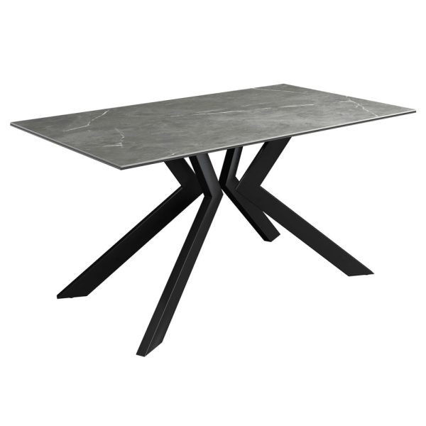 Azure Ceramic Rectangular Dining Table In Matte Grey | Bed Sava
