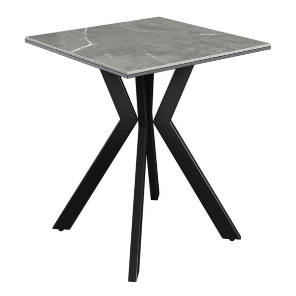 Azure Ceramic Square Side Table In Matte Grey | Bed Sava