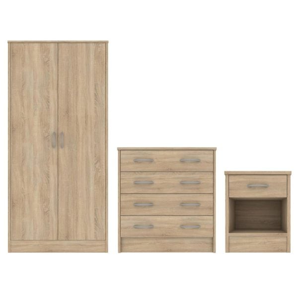 Babylon Wooden Bedroom Set With 2 Doors Wardrobe In Oak | Bed Sava