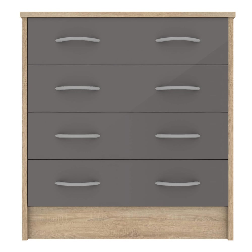 Babylon Wooden Chest Of 4 Grey Gloss Drawers In Oak