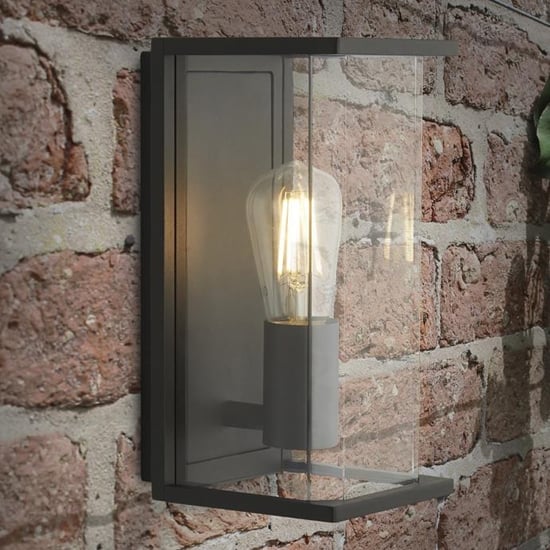 Bakerloo Outdoor Clear Glass Wall Light In Dark Grey