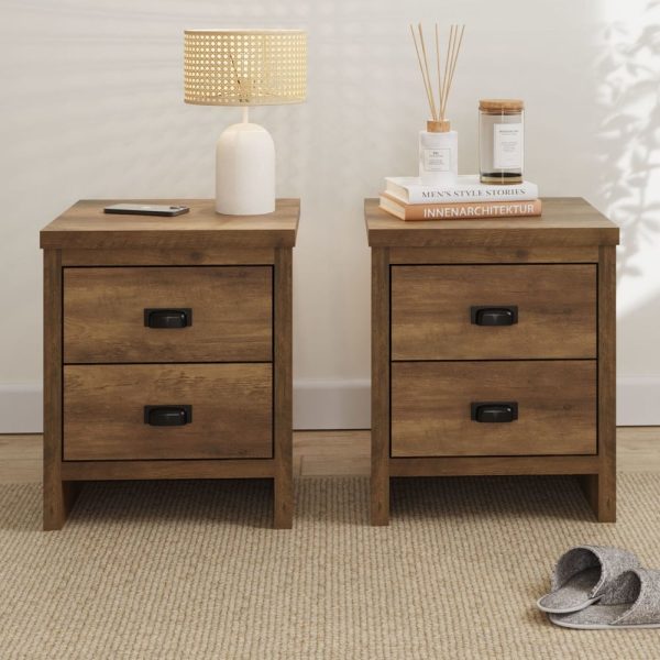 Balcombe Knotty Oak Wooden Bedside Cabinets In Pair | Bed Sava