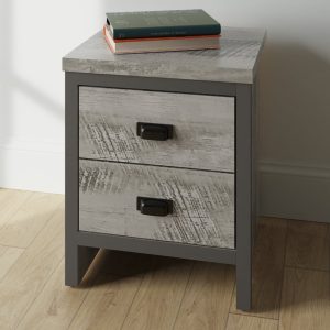Balcombe Wooden Bedside Cabinet With 2 Drawers In Grey | Bed Sava