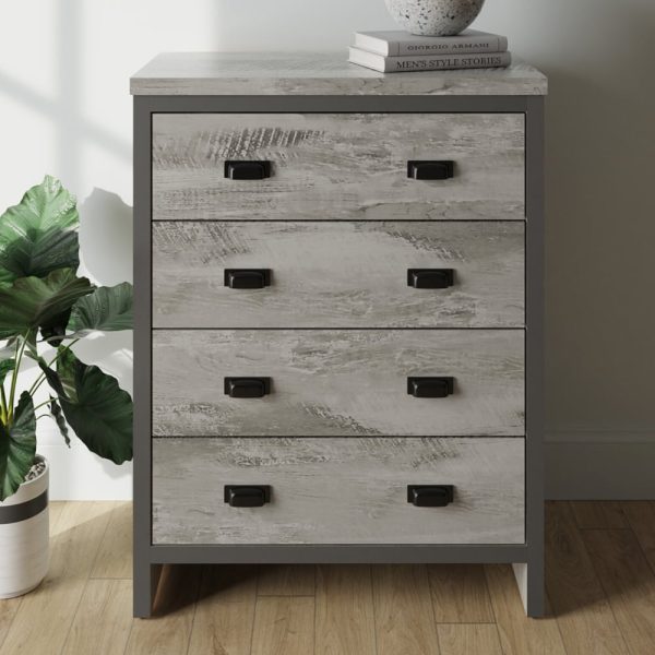 Balcombe Wooden Chest Of 4 Drawers In Grey | Bed Sava