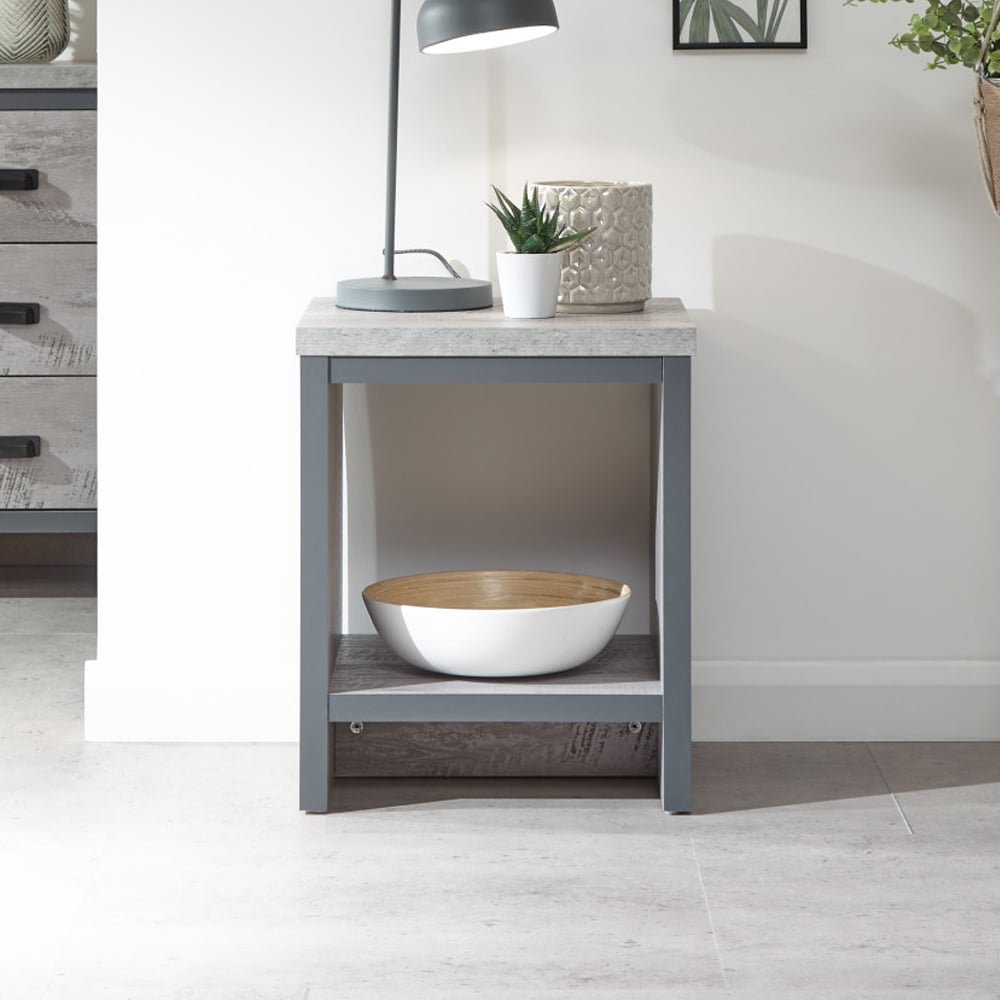Balcombe Wooden Lamp Table In Grey