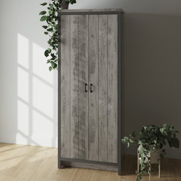 Balcombe Wooden Wardrobe With 2 Doors In Grey | Bed Sava