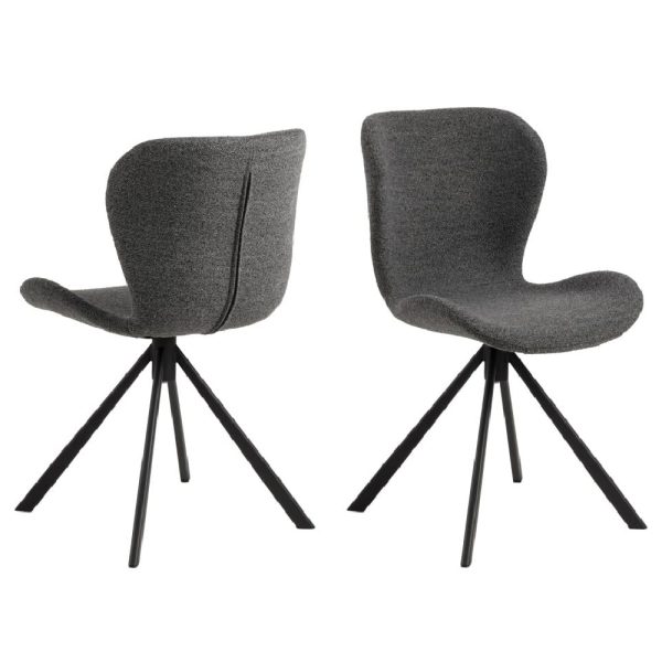 Baldwin Anthracite Fabric Dining Chairs With Black Legs In Pair | Bed Sava