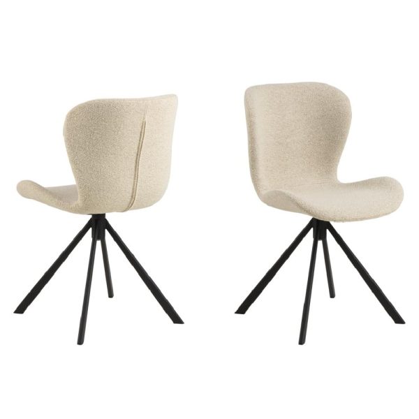 Baldwin Cream Fabric Dining Chairs With Black Legs In Pair | Bed Sava