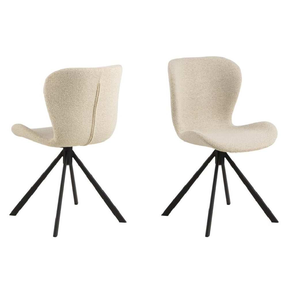 Baldwin Cream Fabric Dining Chairs With Black Legs In Pair