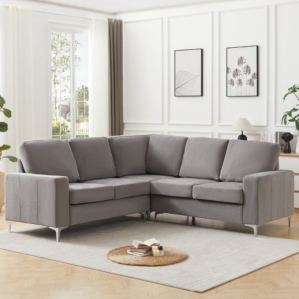 Baltic Fabric Corner Sofa In Grey | Bed Sava