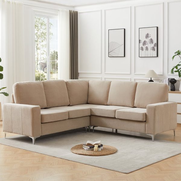 Baltic Fabric Corner Sofa In Stone | Bed Sava